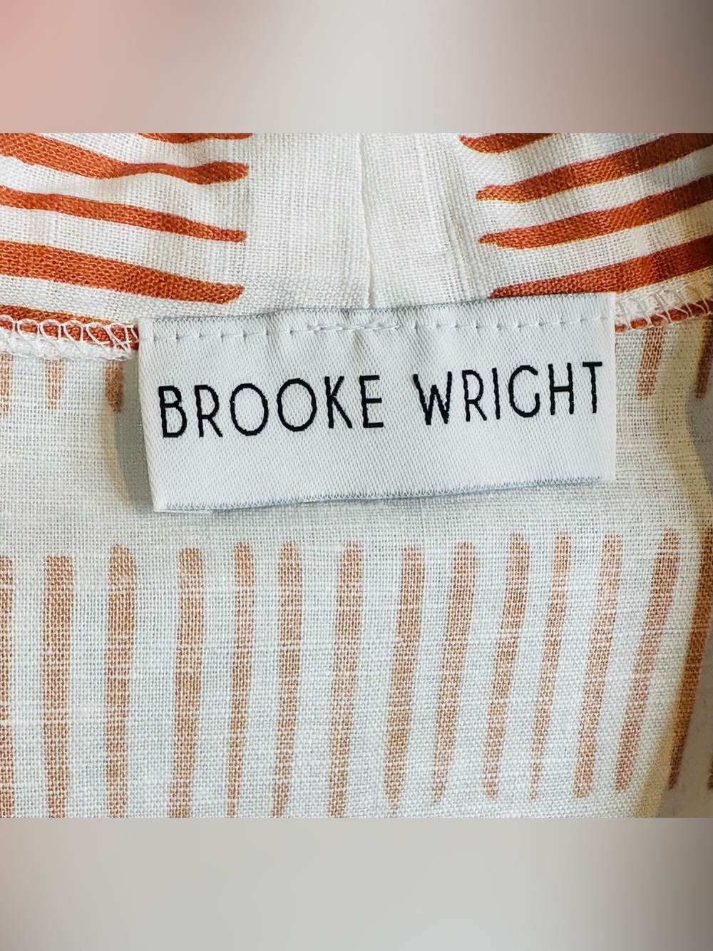 Brooke Wright Burnt Orange White Stripe V-Neck Tunic Top Shirt Blouse - Picture 8 of 10